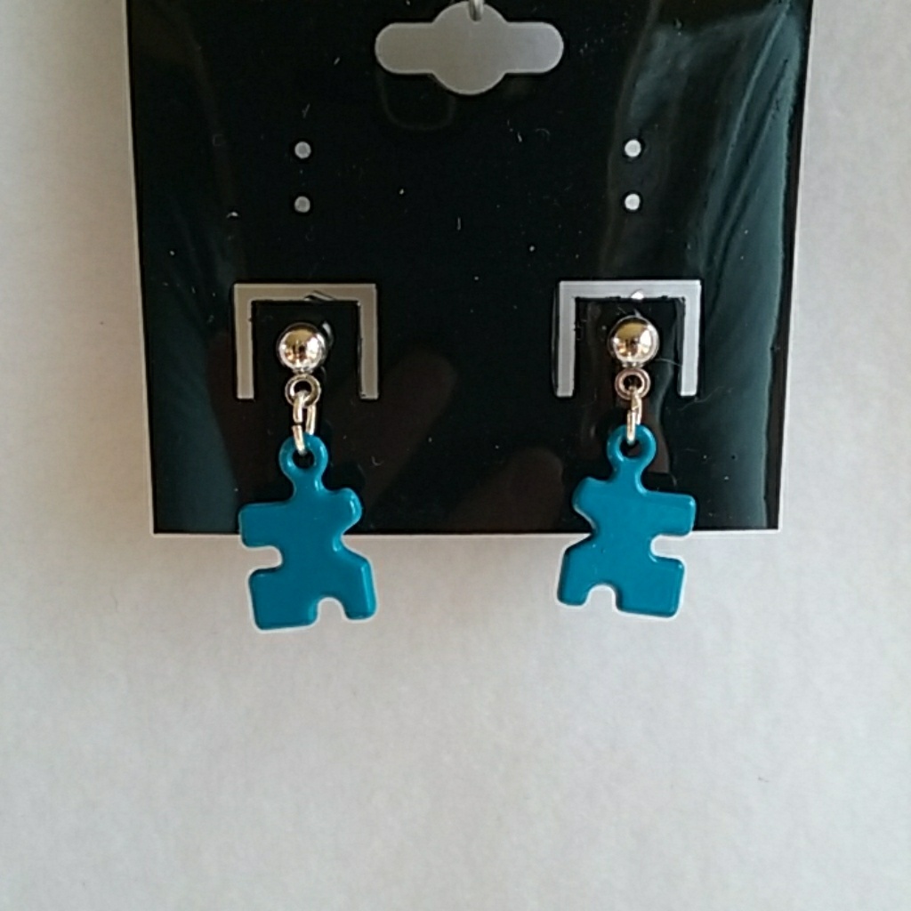 Blue Puzzle Piece Post Earrings 12$